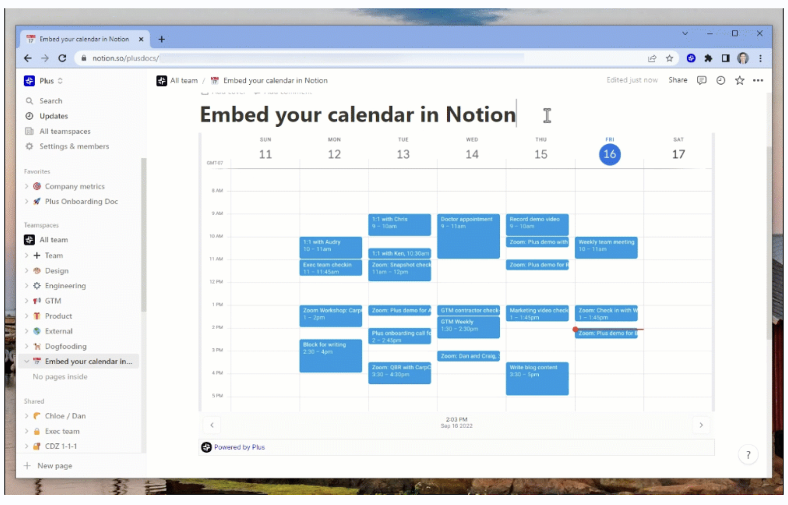 Integrating Google Calendar and Notion using Plus