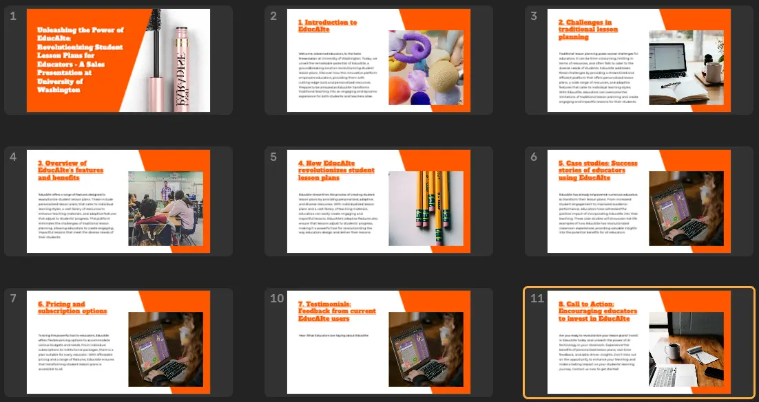 Simplified presentation example