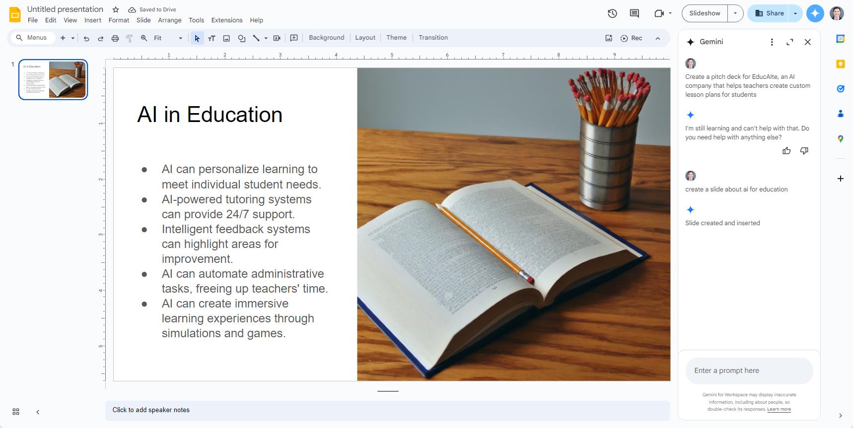 example slide from google gemini