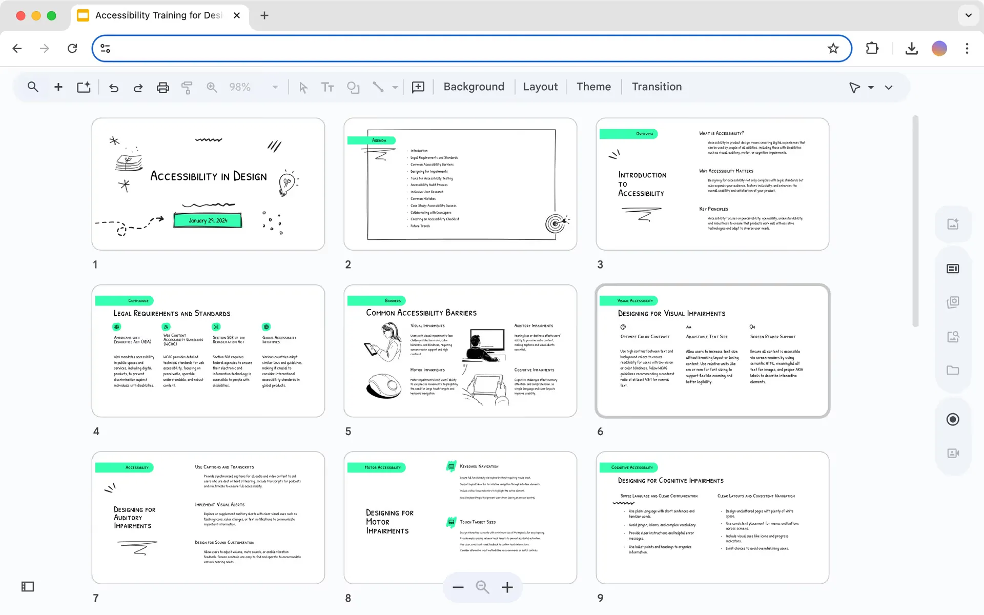 Example accessibility presentation