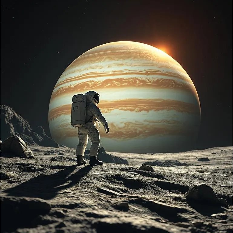 "an astronaut exploring near Jupiter" example