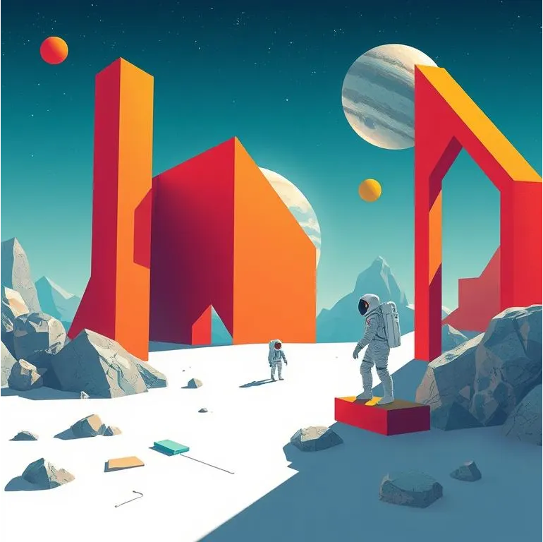 "an astronaut exploring near Jupiter" example
