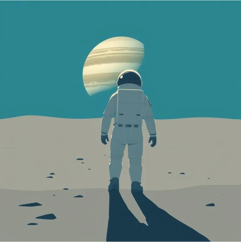 "an astronaut exploring near Jupiter" example
