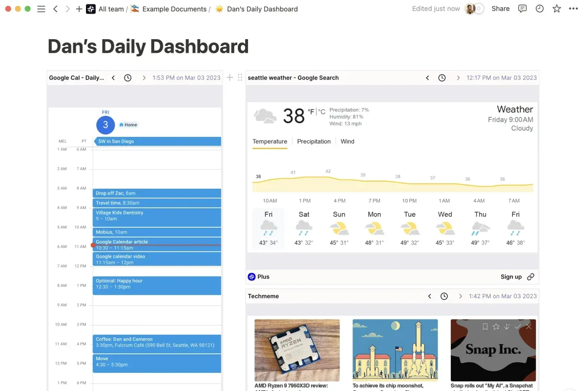 Stay updated with a personal dashboard example