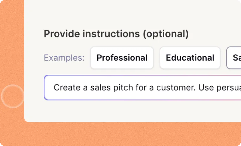 Adicionar instruções example