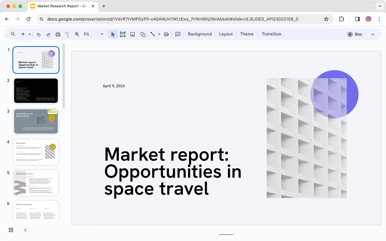 Market research report example