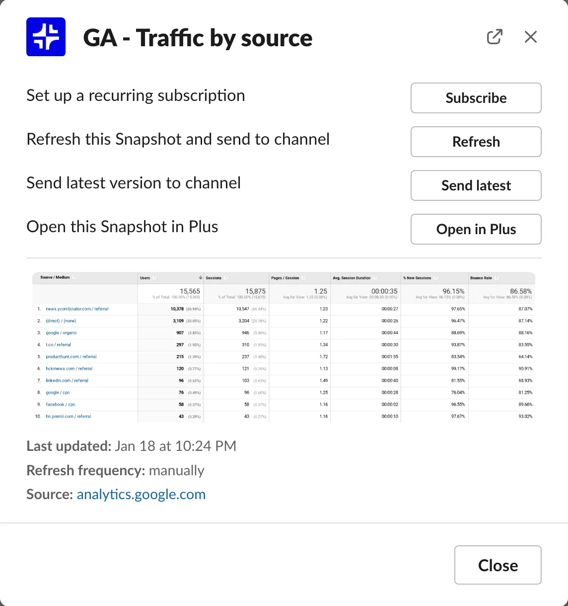 Get all the details without leaving Slack example
