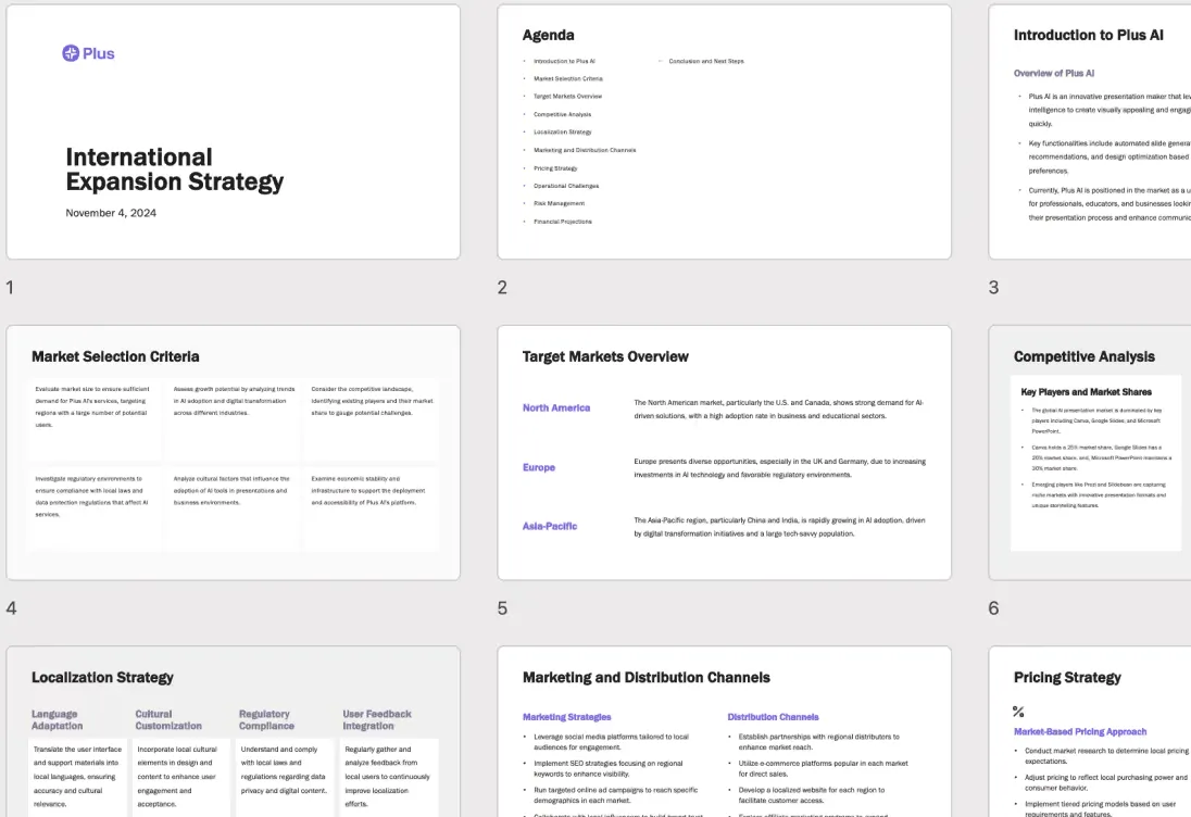 Strategy presentations example