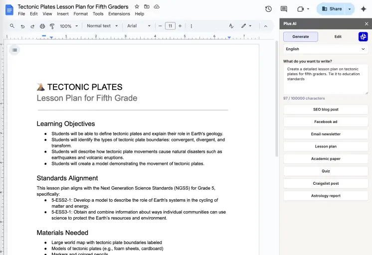 Use professional templates example