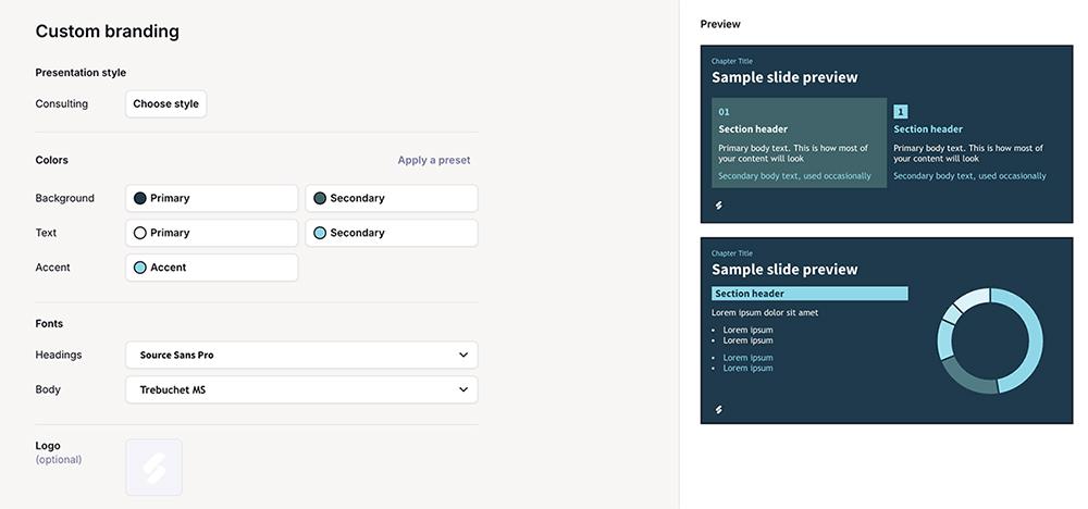 Setting up a custom theme and shared preset library in Plus AI