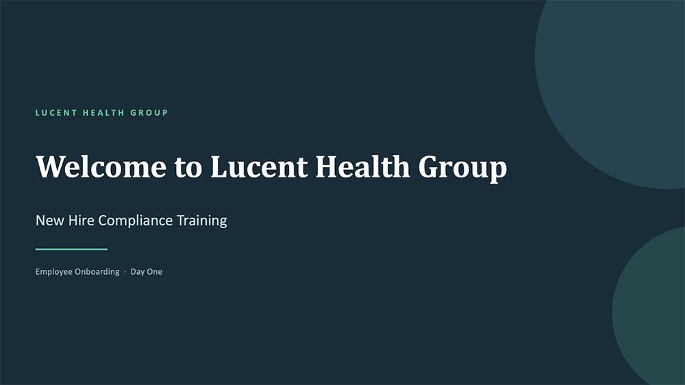 Claude Cowork's near-identical version of the "Welcome to Lucent Health Group" title slide