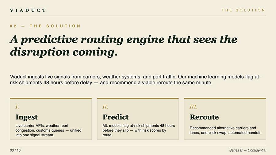 A Copilot slide written in a natural, conversational tone describing a predictive routing engine