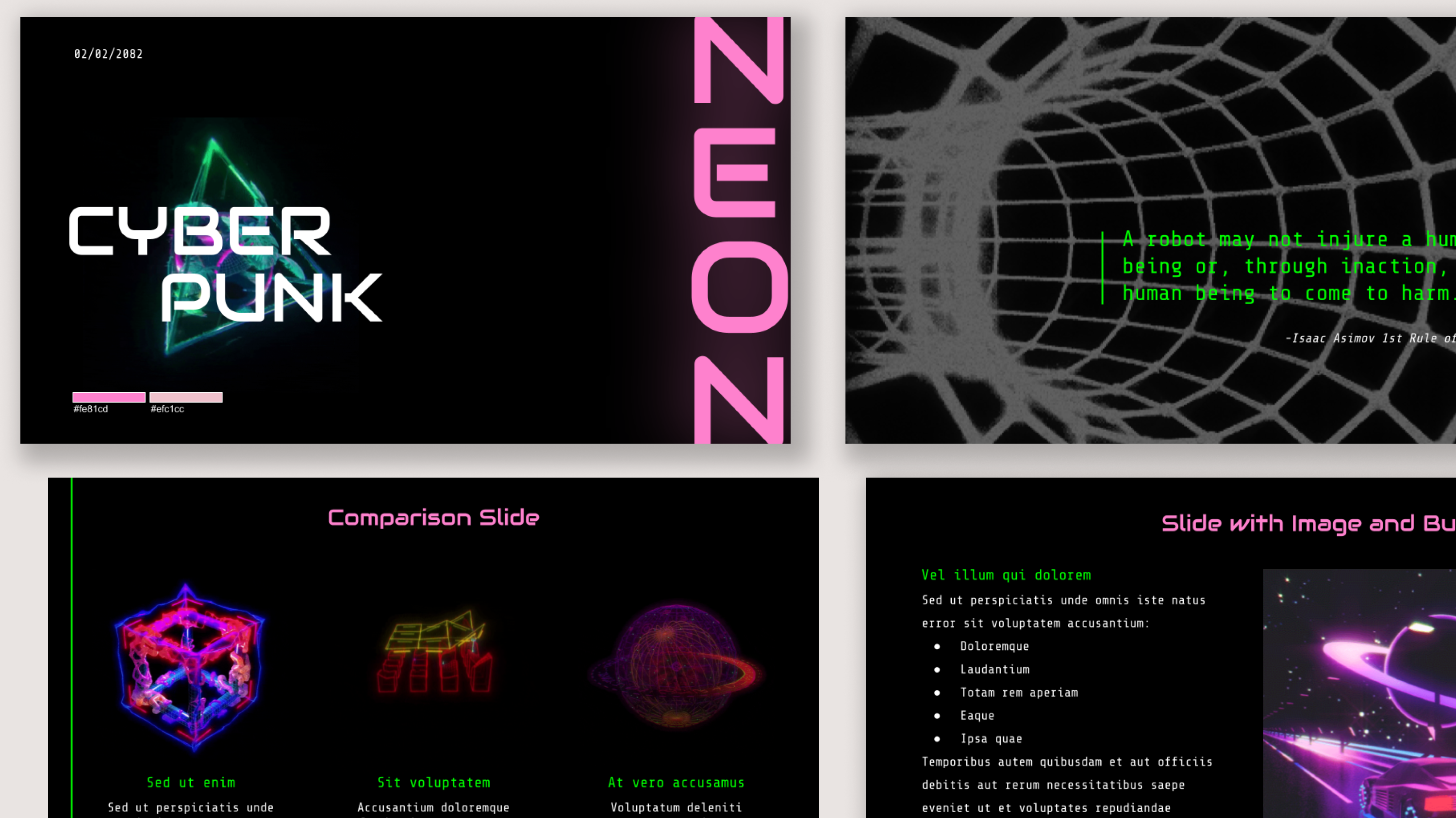 Cyberpunk neon presentation template template cover