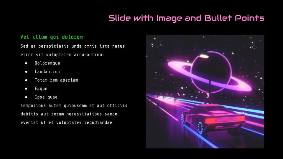 Cyberpunk neon presentation template — slide 6
