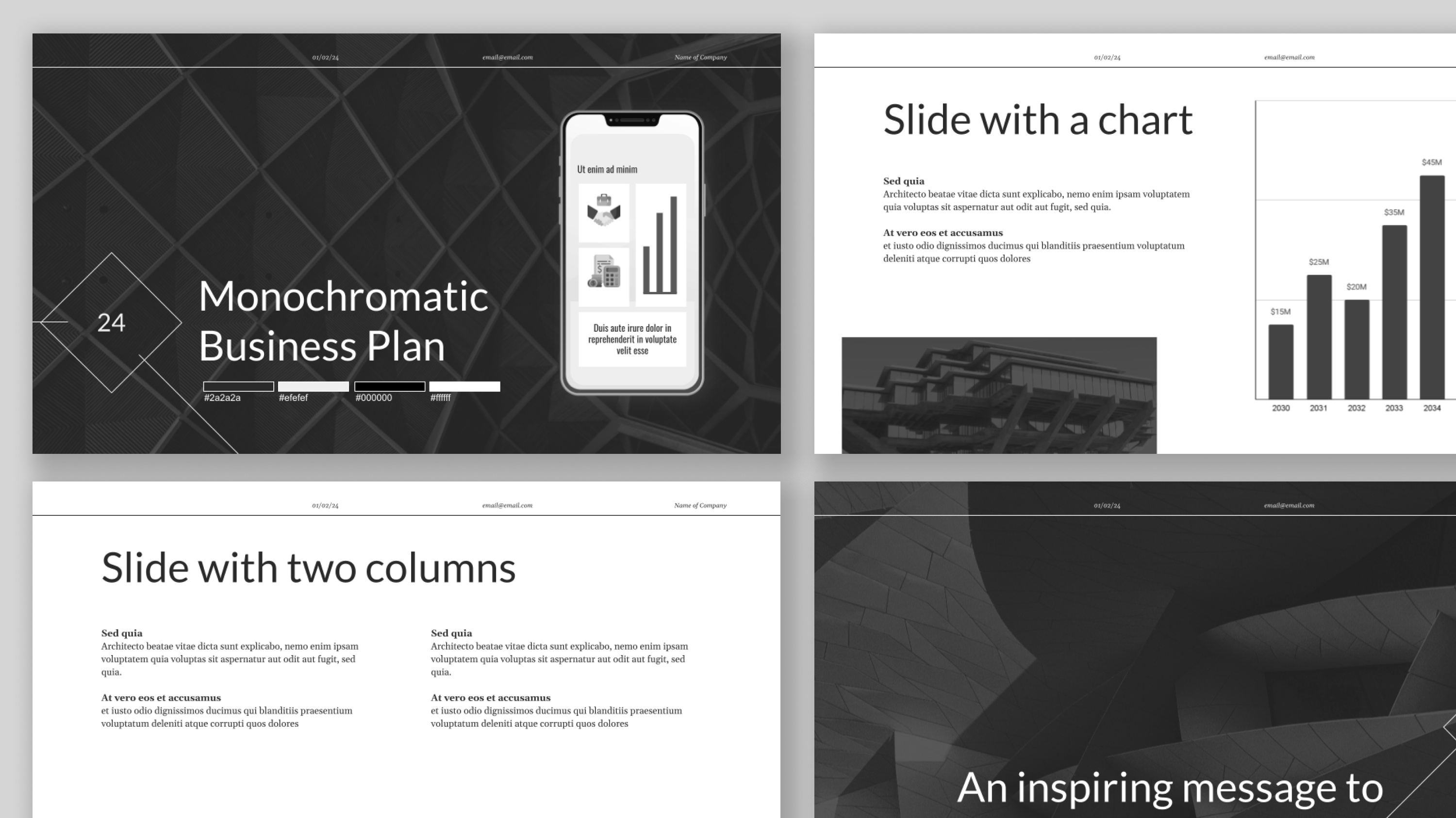 Dark monochromatic presentation template template cover