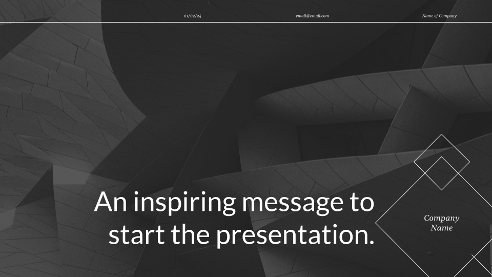 Dark monochromatic presentation template — slide 2