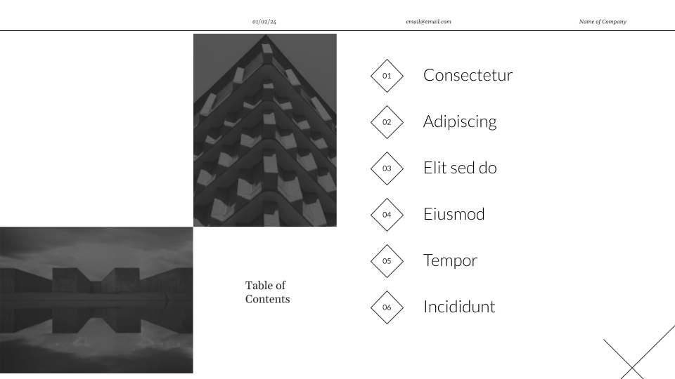 Dark monochromatic presentation template — slide 3