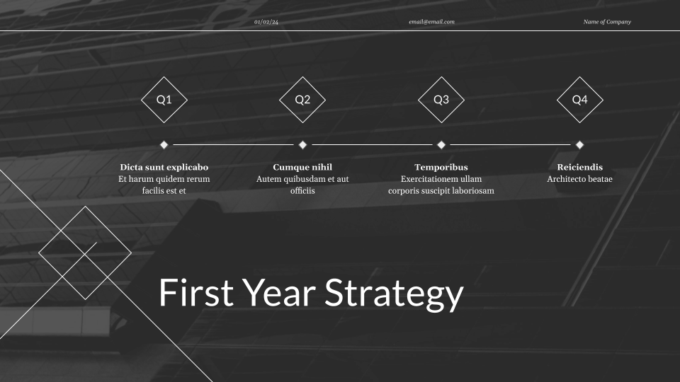 Dark monochromatic presentation template — slide 8