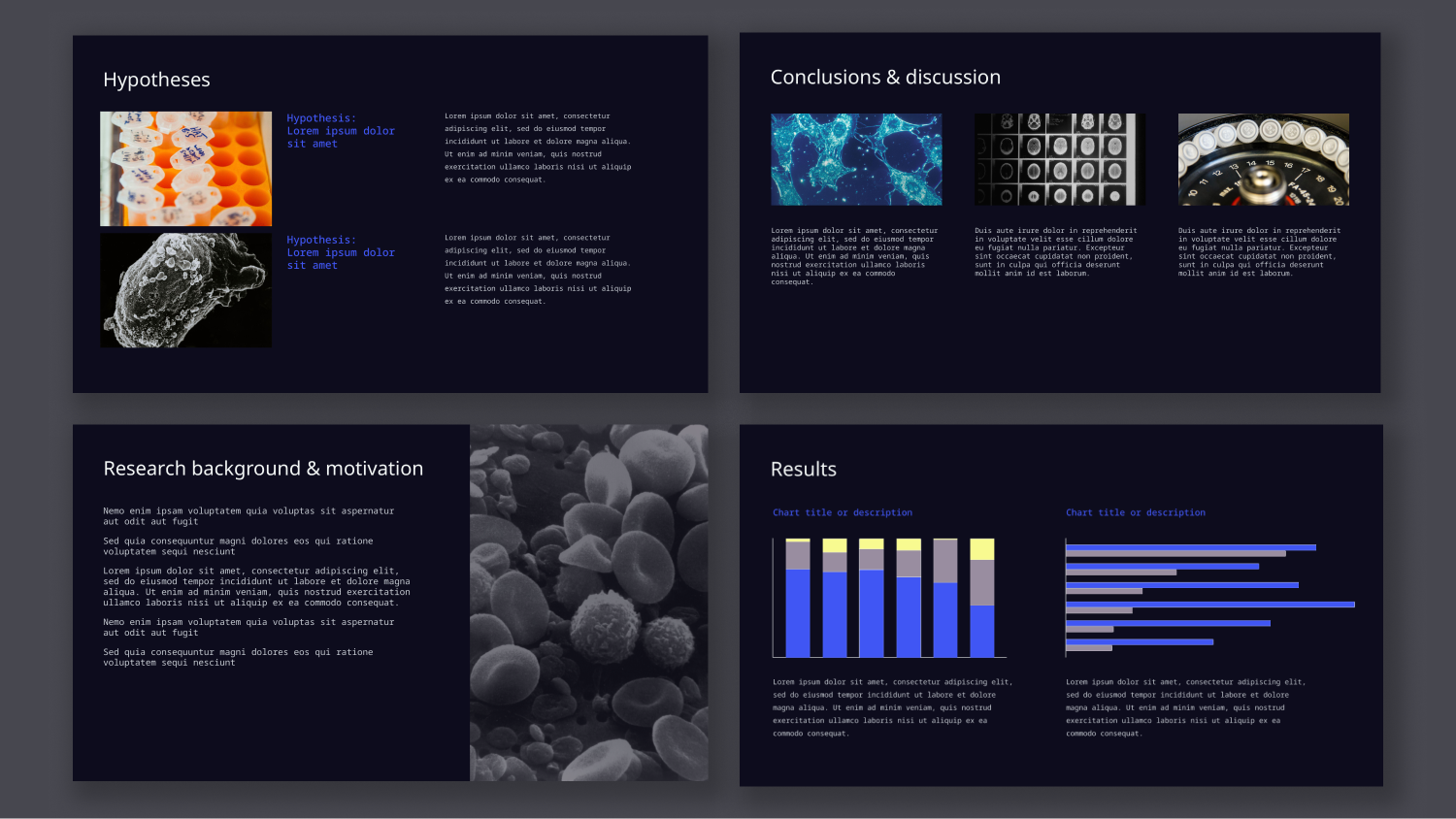 Dark Science and Academic Research Presentation Template template cover