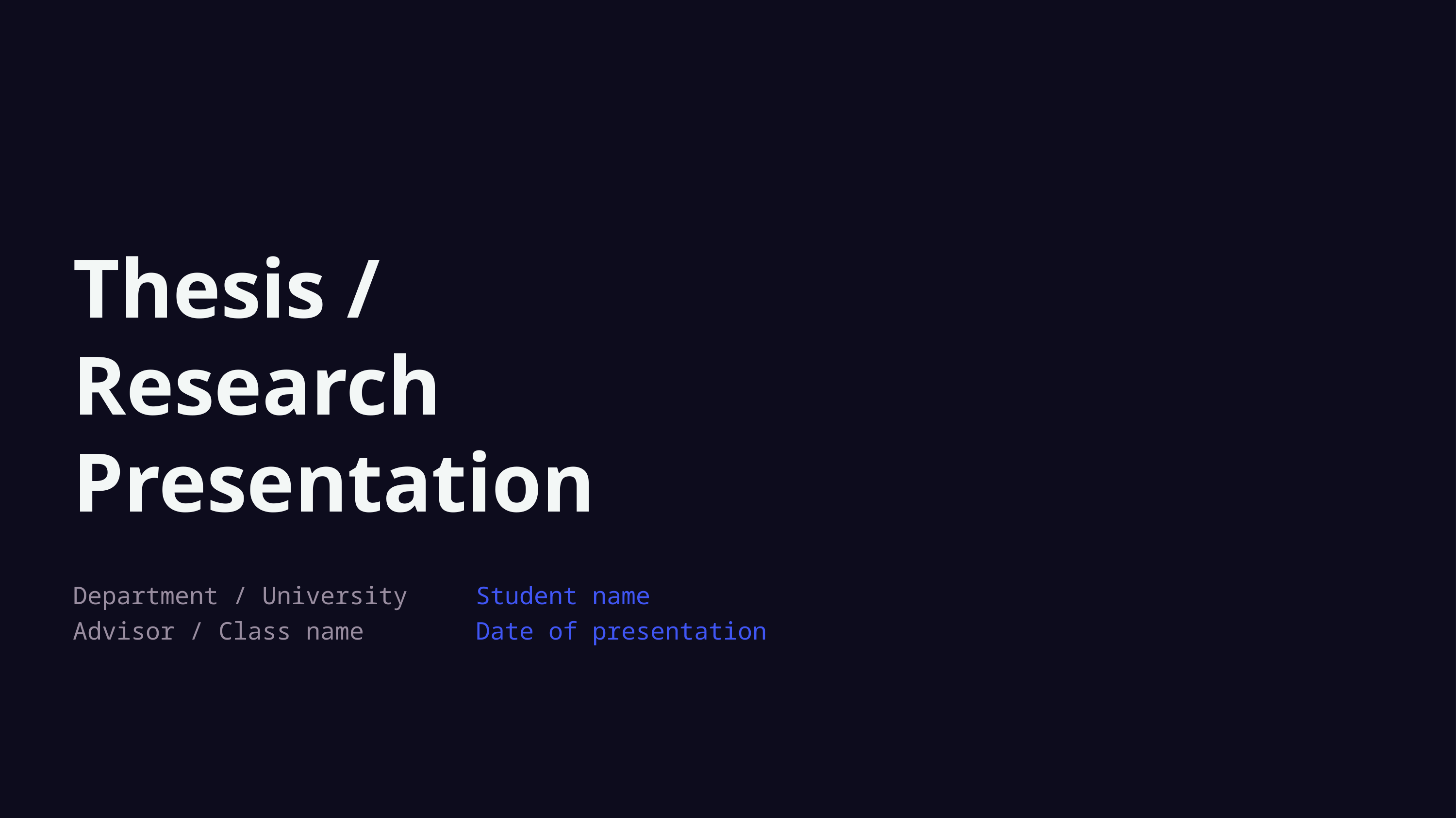 Dark Science and Academic Research Presentation Template — slide 1