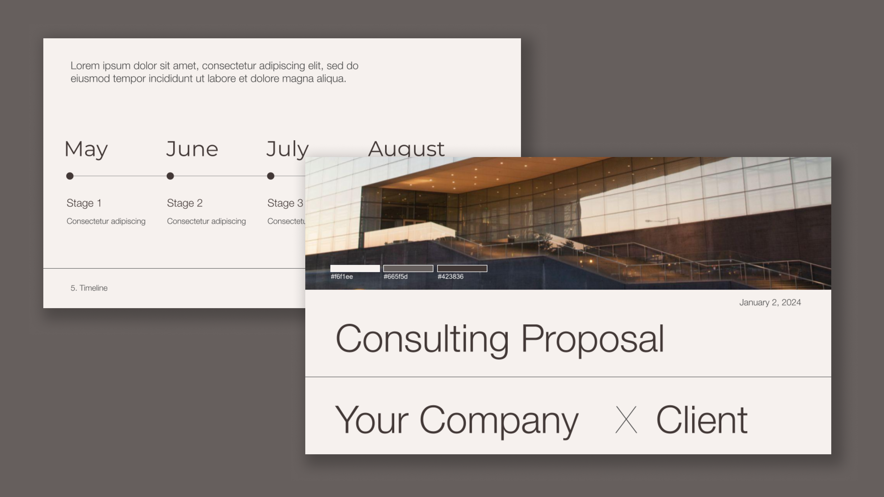 Modern aesthetic consulting client proposal template cover