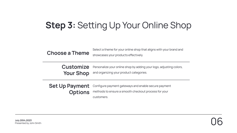Online course template: How to set up a Shopify store — slide 7