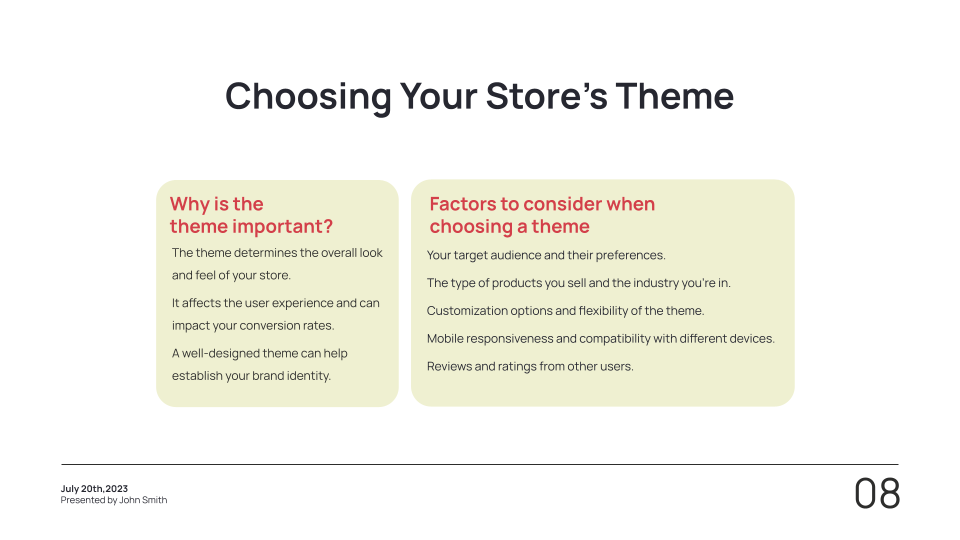 Online course template: How to set up a Shopify store — slide 9