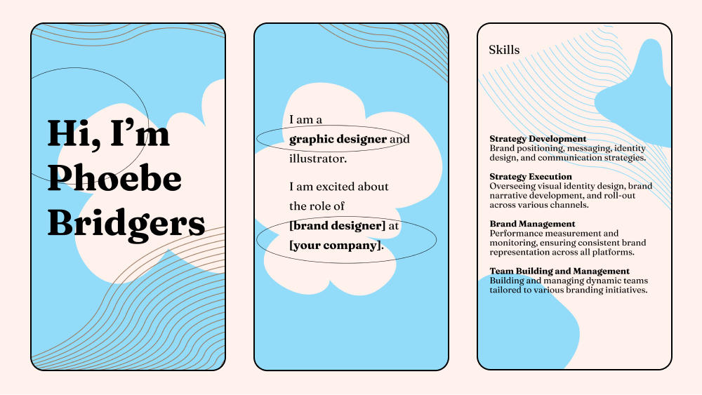 Playful resume for job interview (vertical) template cover